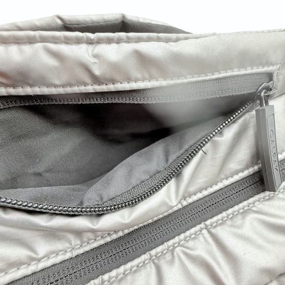 CALPAK Luka Expandable Laptop Tote Bag Gunmetal Silver Quilted Travel Work Bag - Picture 8 of 15